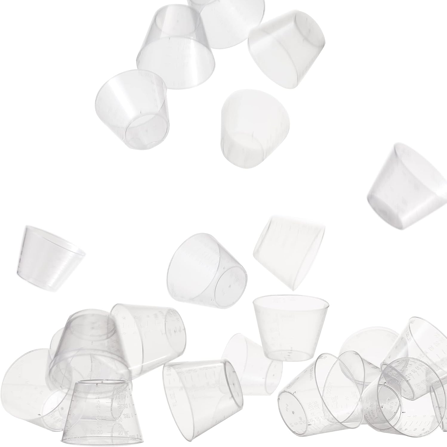 One Ounce Plastic All Purpose Measuring Cups for Medicine, Wine, Paint, Epoxy, Snacks, Crafts, Etc - 100 Cups Per Sleeve (100)