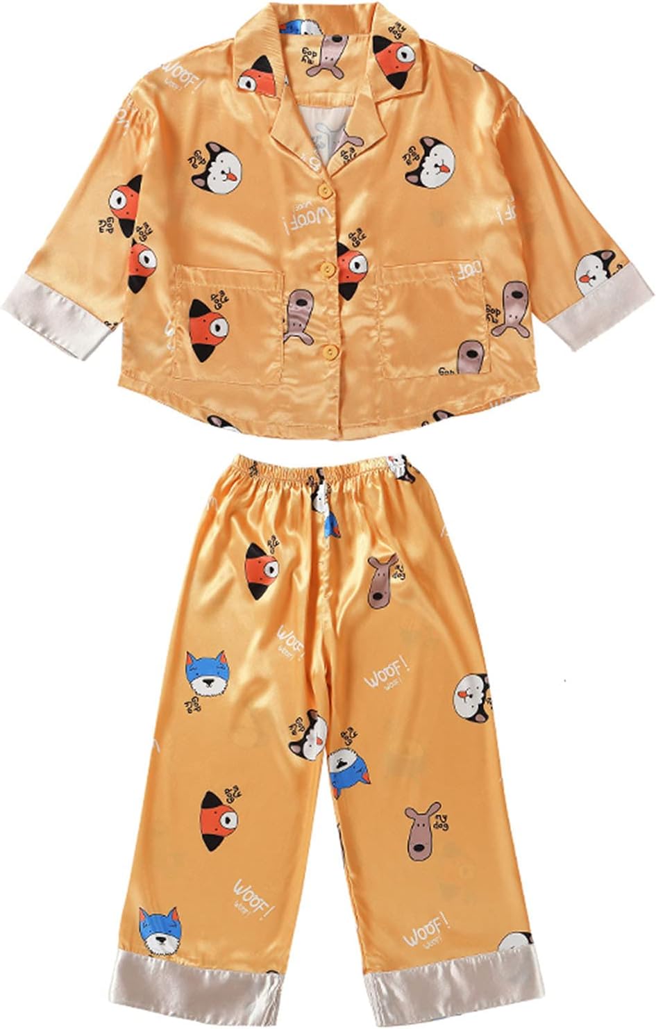 パジャマ 女の子用寝間着 2ピースシルクサテンナイトウェアセット 長袖パジャマ 色あせにくい 直営ストア Yellow 滑らかで快適 通気性と軽量 140cm パジャマ 女の子用寝間着 2ピースシルクサテンナイトウェアセット 長袖パジャマ 色あせにくい 直営ストア Yellow 滑らかで快適 通気性と軽量 140cm