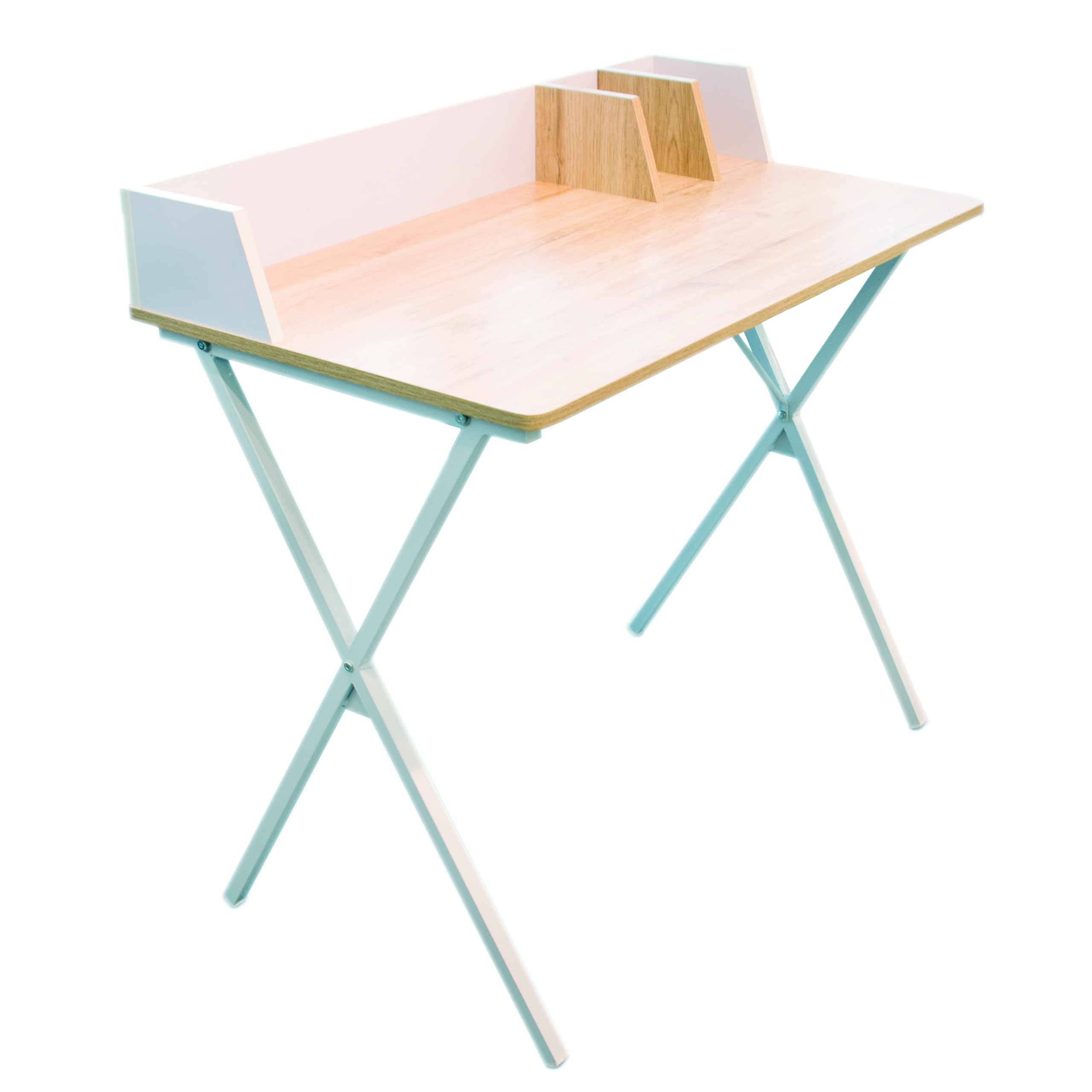 HOME DECO FACTORY Bureau Brice Moderne Télétravail Design Épuré Blanc | Acier et bois, bureau Brice, table de travail moderne, télétravail, design épuré, robuste, 84x90x50 cm, blanc