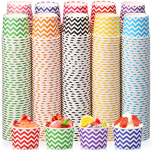 Zeyune 500 Pack 6.5 oz Ice Cream Cups Disposable Bulk Ice Cream Sundae Bowls Paper Dessert Snack Frozen Yogurt Cups for Hot or Cold Food Wedding Baby Shower Birthday Bar Party Supplies 10 Colors