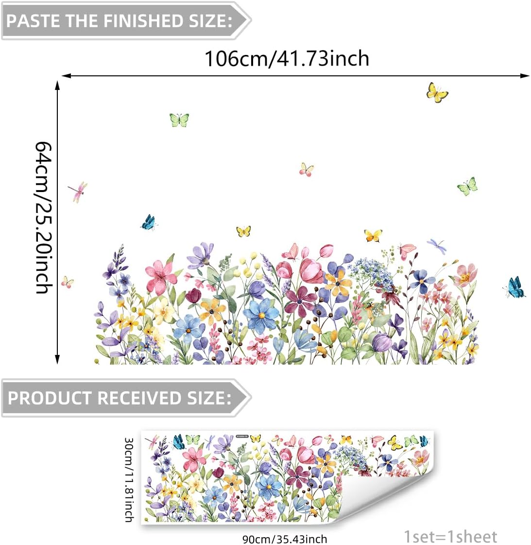 Flower Window Clings Colorful Spring Summer Floral Window Stickers Spring Wildflower Windows Decals Double-Sided for Office Home