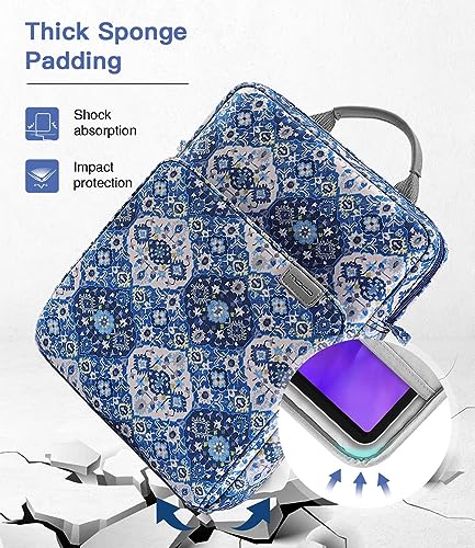 Image of MoKo 9-11 Inch Tablet Sleeve Bag Handle Carrying Case with Shoulder Strap | Fits iPad Pro /Air /A16 11-inch, iPad 10th 10.9, iPad 9 /8 /7th 10.2, iPadAir 5 /4th 10.9 and Tab S8 /S9 11-inch, Blue Bohemia