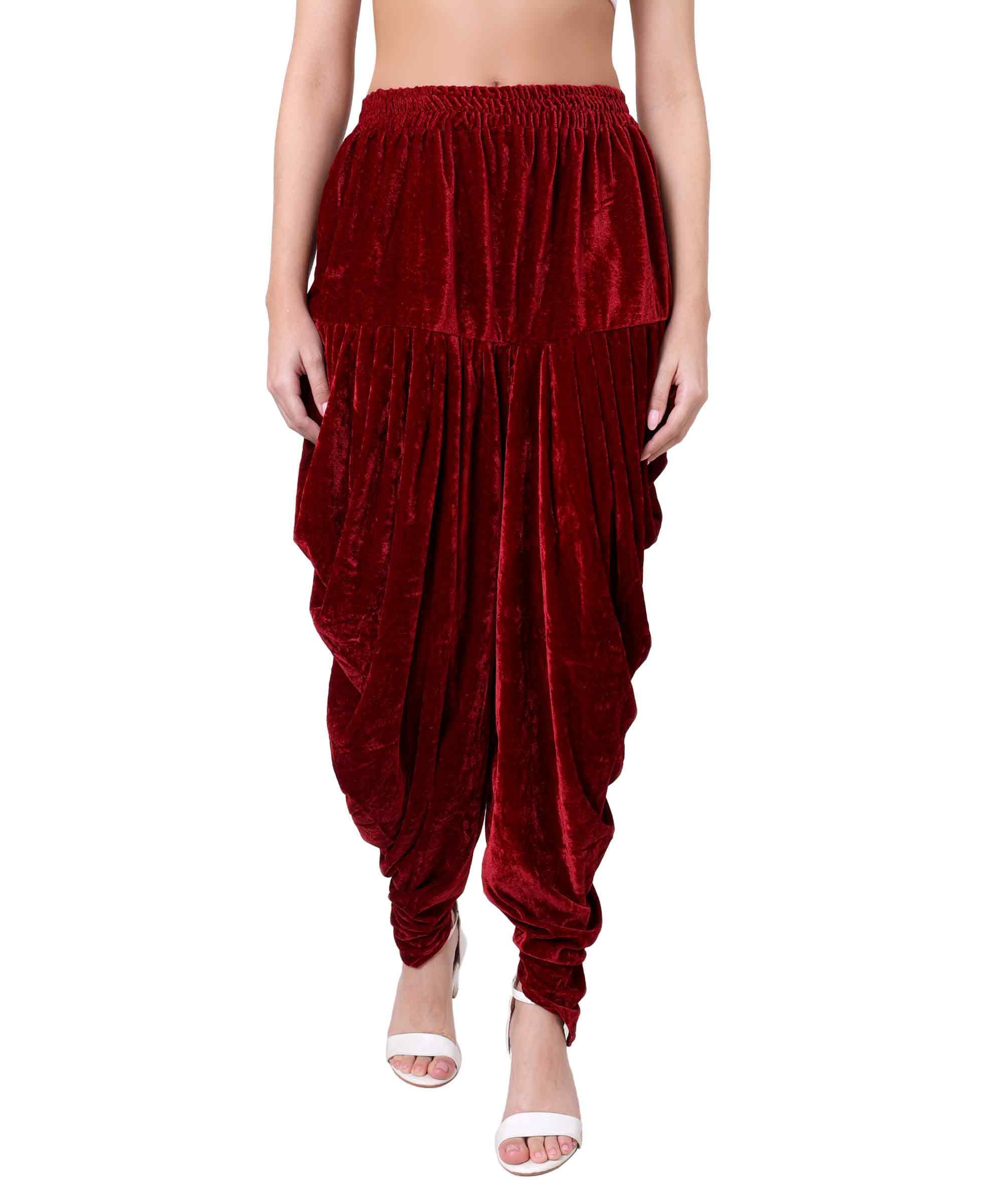 krypmax Women's Loose Fit Velvet Dhoti Pant for Women | Patiala Slawar Bottom Wear Harem Pants Lounge Pants|Women Stylish Bottom Salwar Pant-picture-30