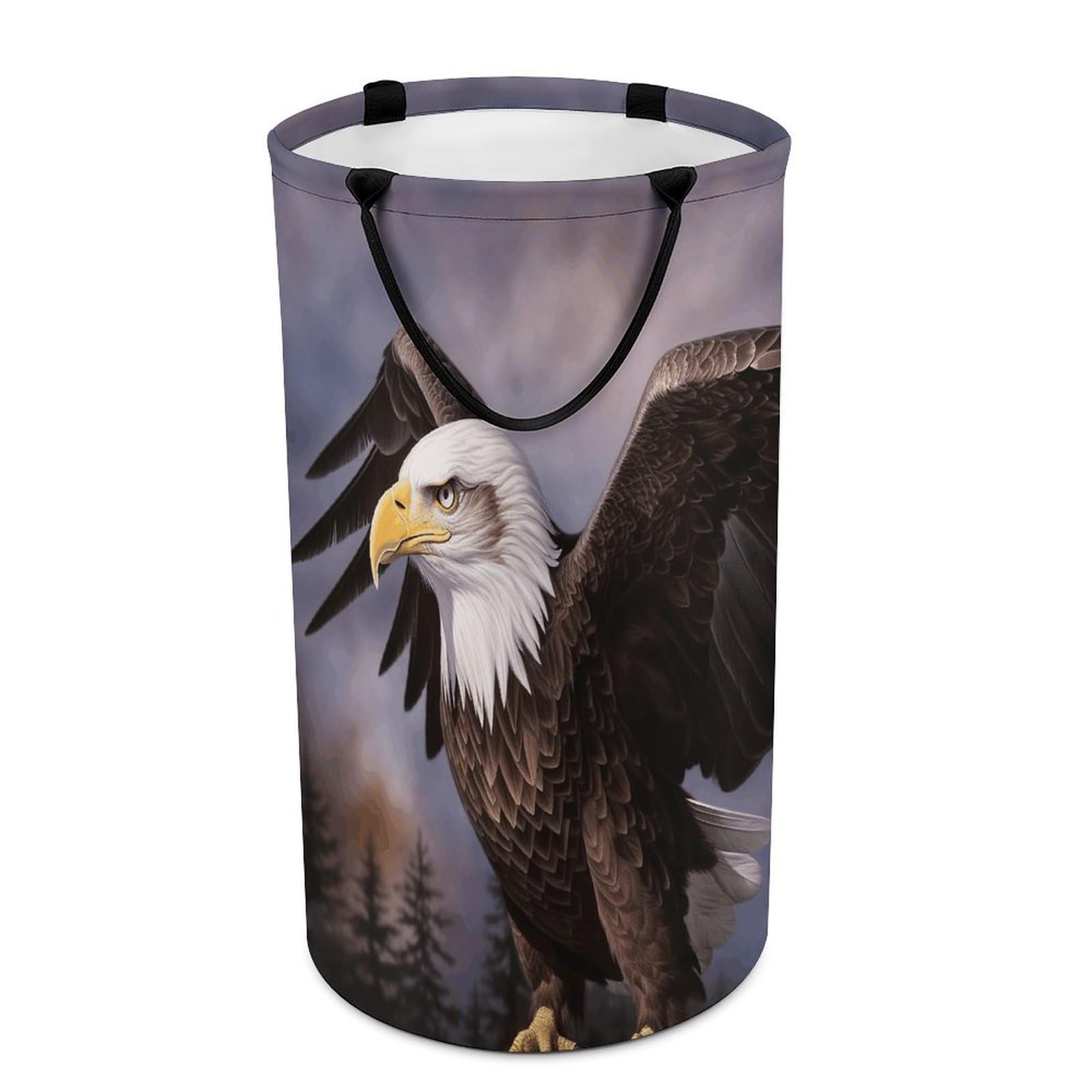 Bald Eagle Laundry Basket Large Foldable Laundry Hamper with Handles Freestanding Collapsible Clothes Basket Waterproof Portable Dirty Clothes Hamper for Bathroom 86L