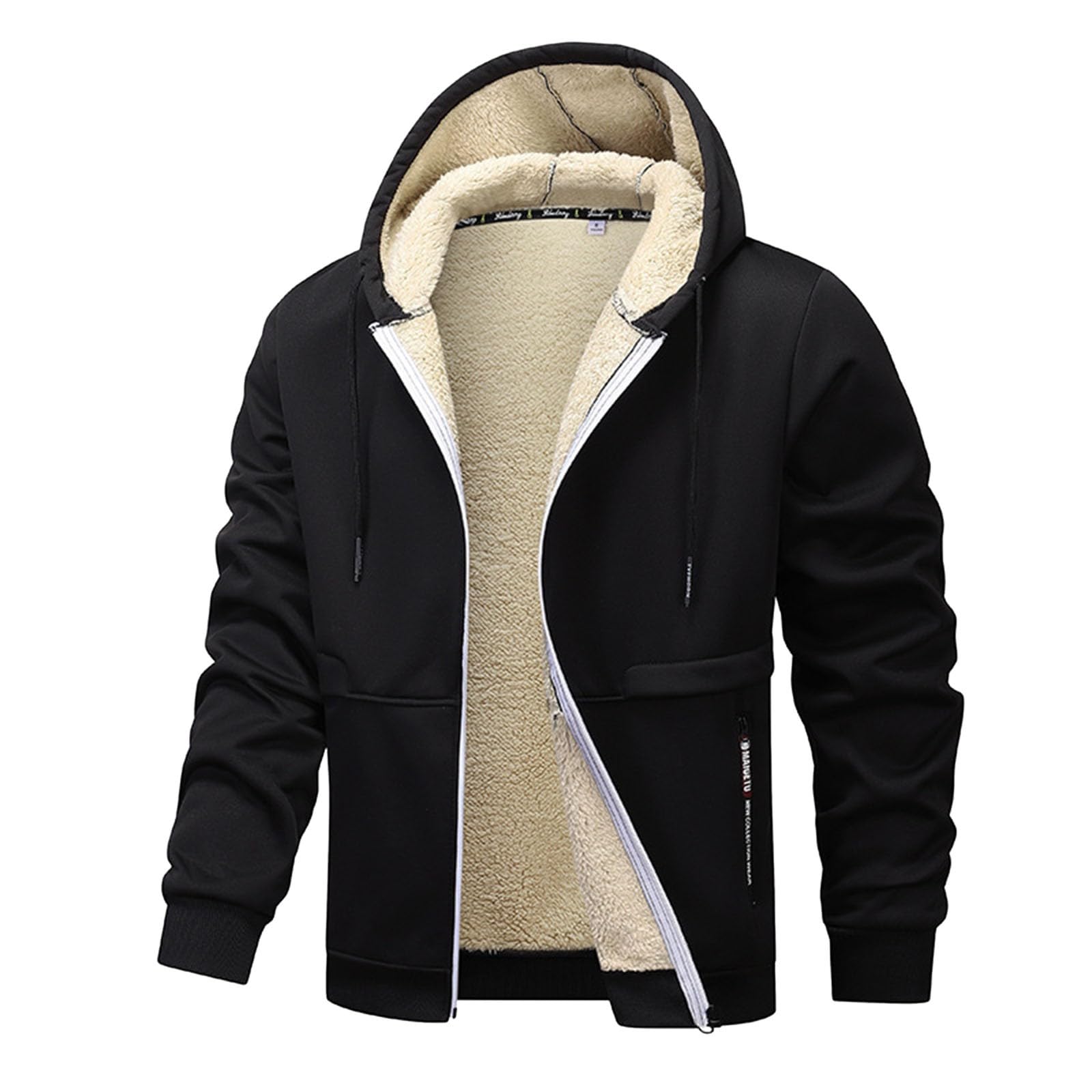 Giacca Invernale Uomo Giubbotto Imbottito Fodera Caldo Giacca in Pile Felpa con Cappuccio e Zip Elegante Giubbino Cappotto Lana a Maniche Lunghe Antivento, per Attività All'aria Aperta Taglia：XS-6XL