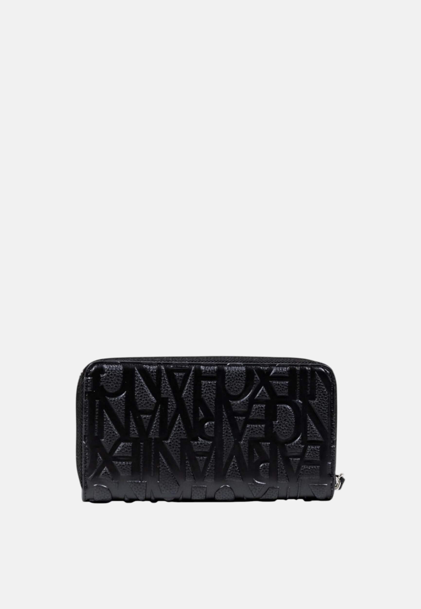 Armani Exchange Women's Essential Liz, Pebble, Logo Embossed Accessory-Travel Wallet, Black, Negro, Talla única