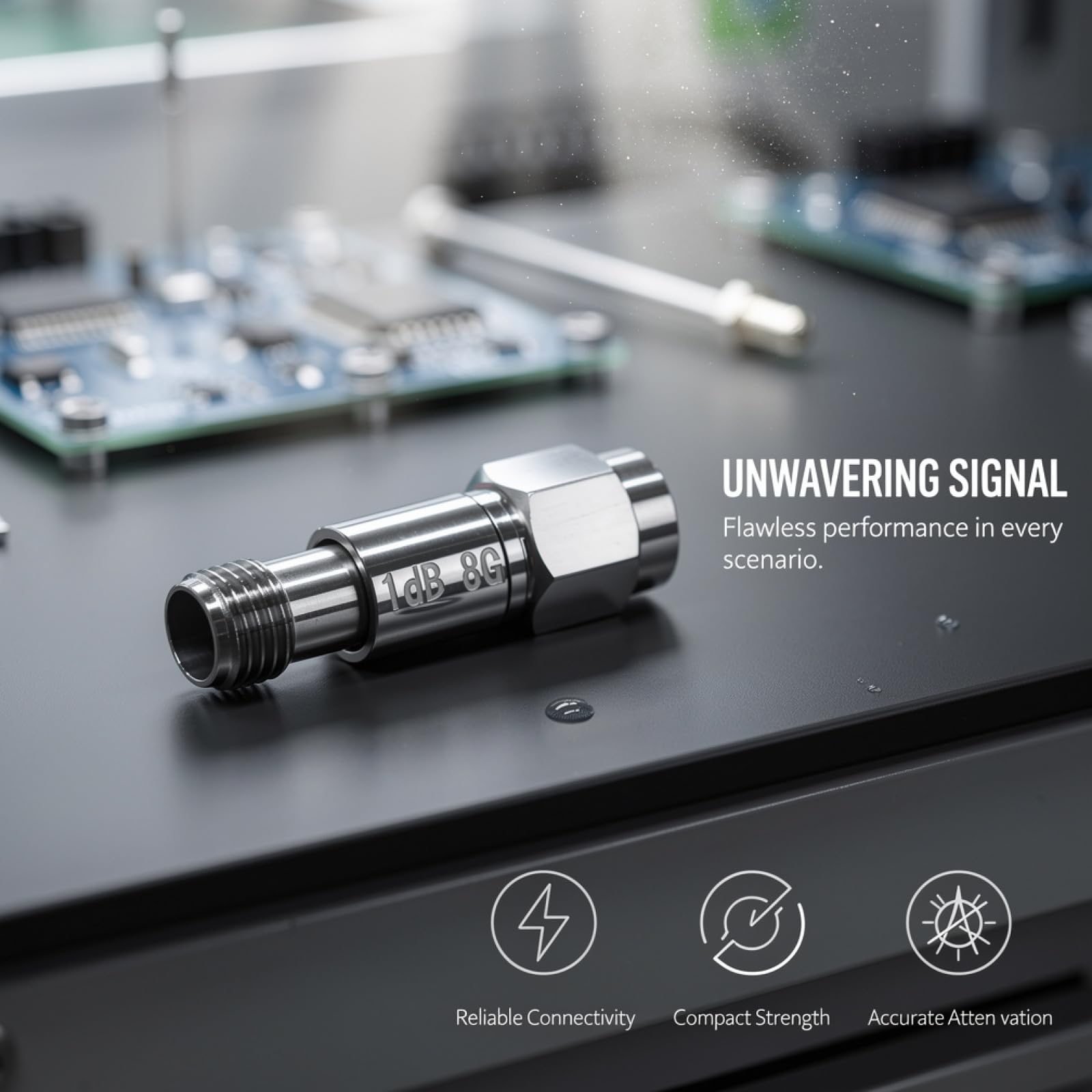 6 atenuadores RF, DC 8G SMA coaxiales de 2 W, atenuadores fijos de 1 dB a 20 dB, diseño de cobre y acero inoxidable, adecuado para diversas necesidades de gestión de señales