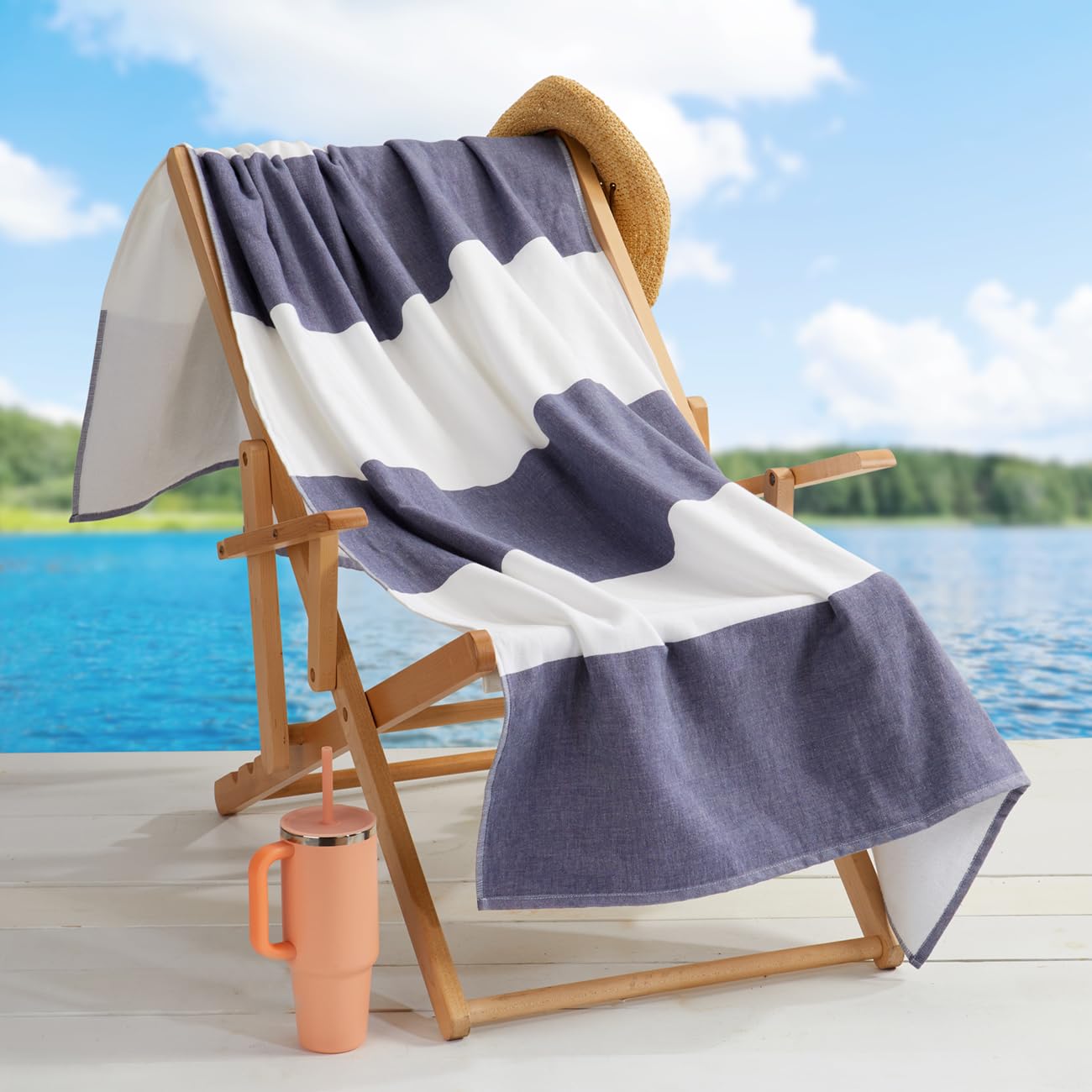 Loon & Lake Luxury Block Stripe Beach Towel