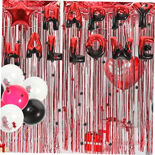 Abaodam 2 Conjuntos De Cortina De Chuva De Balão Conjunto Preto Guarnição Preta Decorações Vermelhas