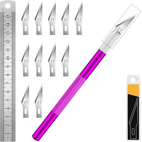 DIYSELF Craft Hobby Knife Set with 10 Extra #11 Blades, 6-Inch Metal Ruler