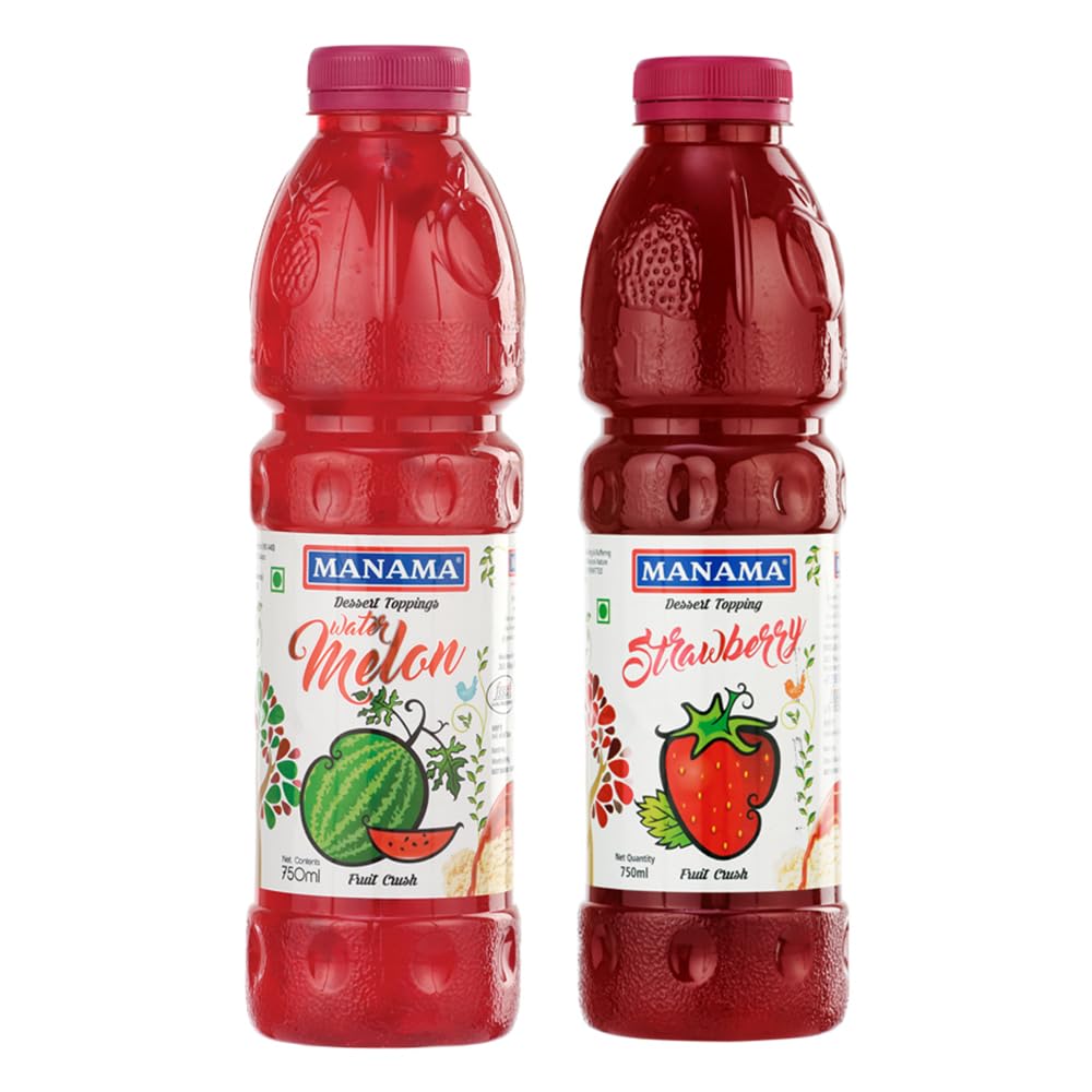 Manama Strawberry Crush and Watermelon Crush | 750ML Each | Topping for Cakes, Pies and Shakes | Pack of 2-image-26