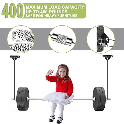 Miniatura 4 de Anclajes para muebles a prueba de bebés, (6 paquetes) Kit de anclaje de pared anti-punta de metal, soportes de muebles resistentes a la punta de