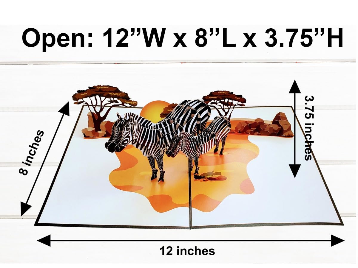 iGifts And Cards Awesome Zebras 3D - Tarjeta de felicitación desplegable para cumpleaños, amistad, agradecimiento, celebración, felicitaciones, todas las ocasiones, Miss You