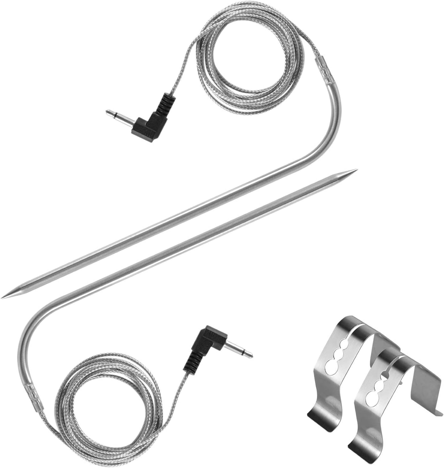 GRILLME 2 Sets Pit boss Pellet Grill Replacement Parts High-Temperature Meat BBQ Probe with Stainless Steel Probe Clip