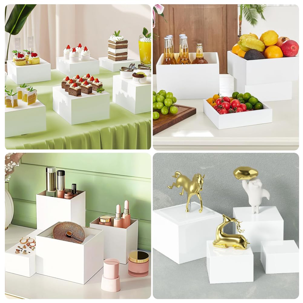 Lot de 8 Presentoir Aperitif Buffet Cube, Presentoir Gateau en Acrylique, Support Gateau polystyrene Supports de Buffet Mariage pour Traiteur, Dessert, Bijoux, Figurines, Bonbons, Aliments