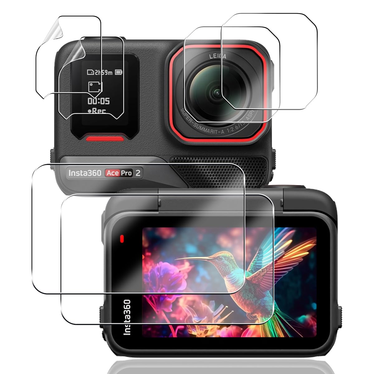 【2+2+2枚セット】 用 Insta360 Ace Pro 2 保護フィルム 4枚 インスタ360 ace pro 2 フィルム + 2枚 カメラ保護フィルム 【 日本旭硝子素材 9H強度 】 対応 Insta360 ace pro2 ガラスフィルム 強化ガラス 高透過率 3D Touch対応 飛散防止 高感度 耐衝撃 指紋・汚れ防止 ゼロ気泡 ラウンドエッジ加工 簡単貼り付け