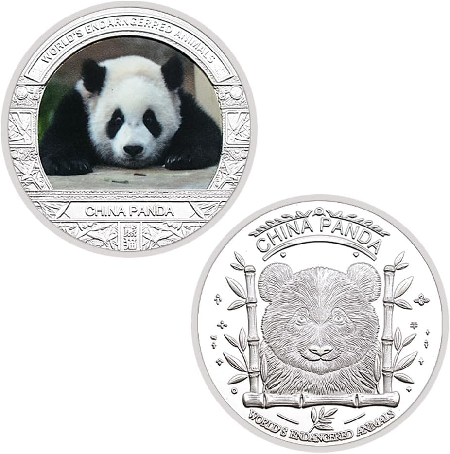 Novelty Panda Coin Round Commemorative Coins Double Sided Metal Coin Gifts in Capsule (Looking)
