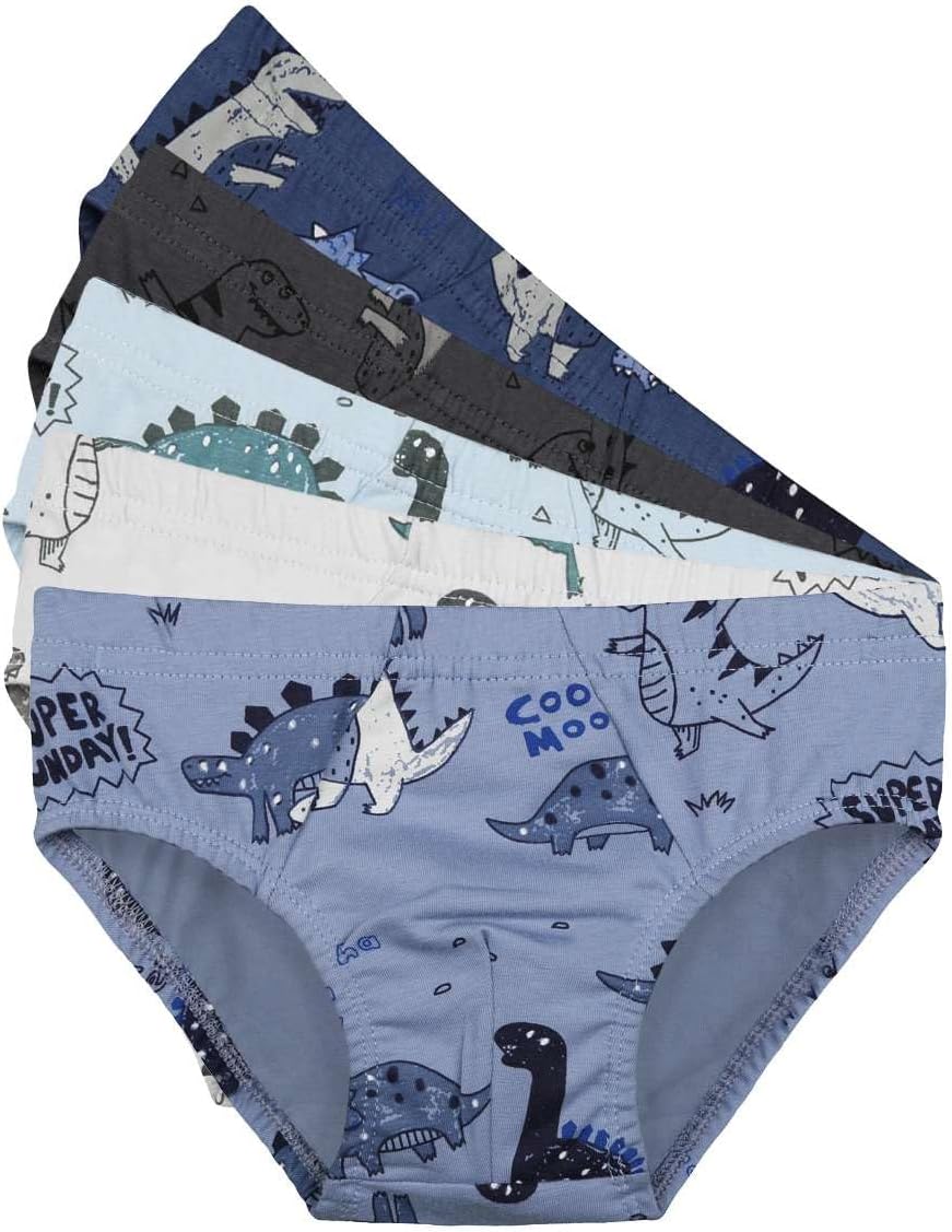 Donella Boys' Cotton Underwear 5 Pack - Soft Stretch Briefs for Boys, Dinosaur Print - Image 3