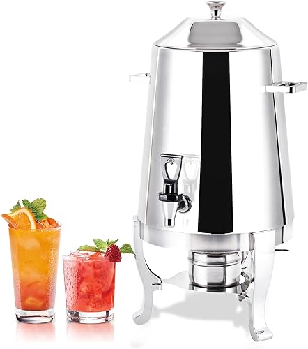 Dispensador de bebidas calientes de acero inoxidable de 13 litros, para café, café, chocolate, té, bebidas calientes y frías, alrededor de 50 tazas