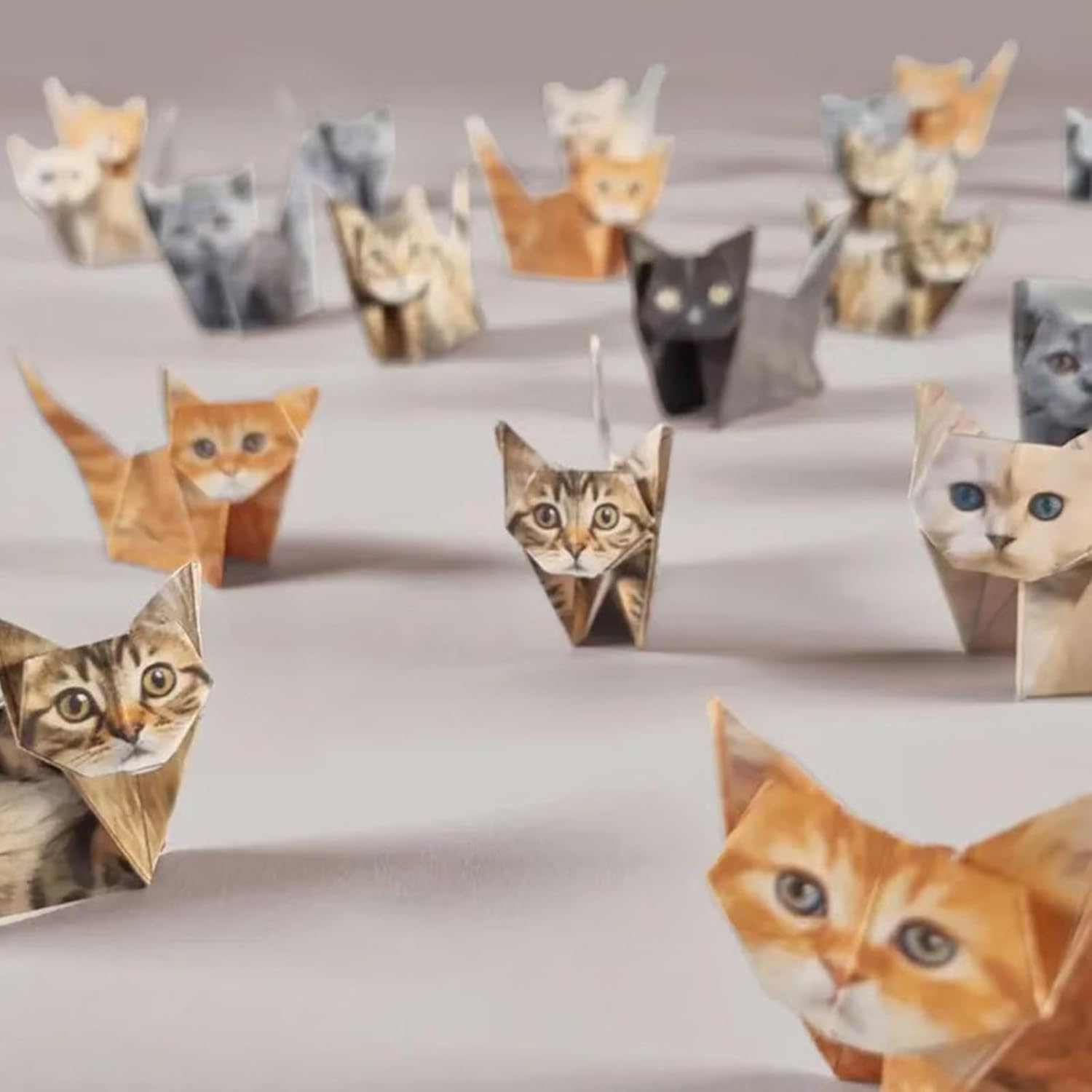SIXHAOBU Papel gatos Origami, 50 hojas 3D gato Origami papel artesanía conjunto, manual animal papelería kit, Funny Craft Activity for Adults, DIY Animal Desk Decor (Cat, OneSize)
