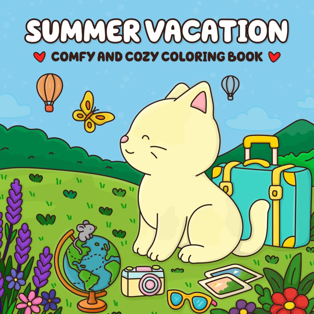 Summer Vacation: A Comfy & Cozy Coloring Book Featuring Relaxing Travel Destinations from Around the World for Kids, Teens, and Adults (Funtacular Coloring Books)