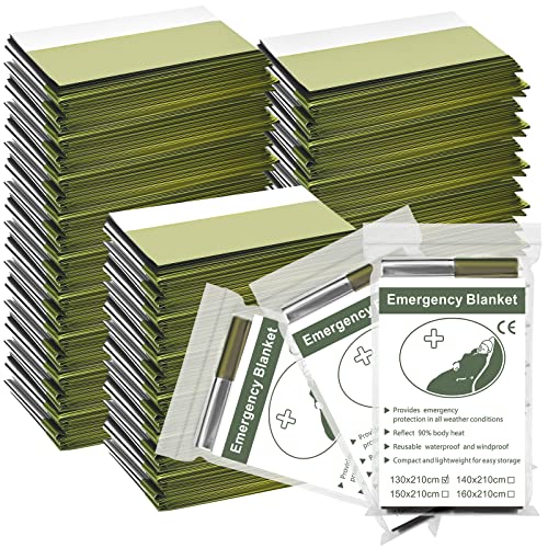 50 Pieces Emergency Mylar Thermal Blankets Space Blanket Survival Kit