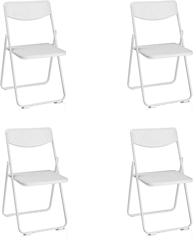 Paquete de 4 sillas plegables de plástico, silla comercial apilable ligera para exteriores, asientos portátiles de plegado rápido para eventos de