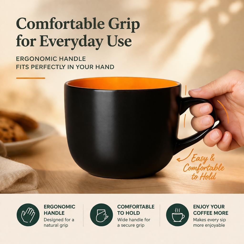 Gbhome Ceramic Soup Mugs with Handles, 24 Oz Large Coffee Mugs Set of 4
