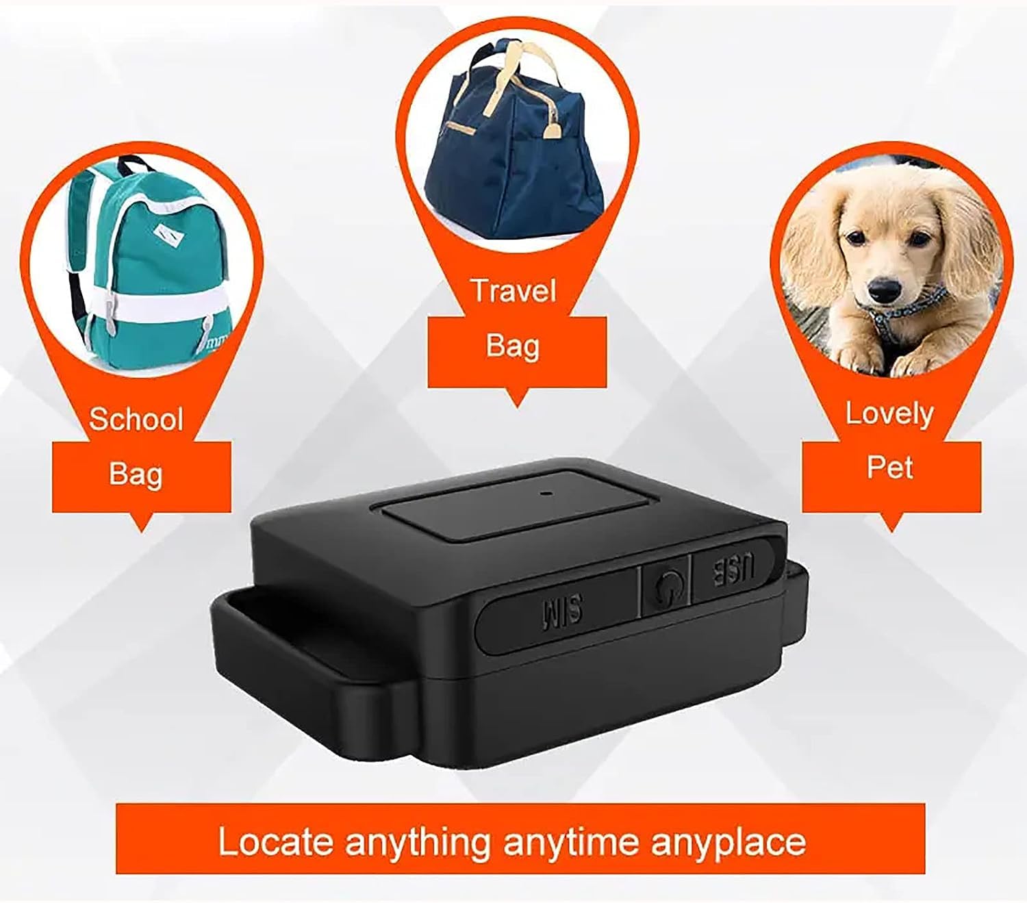 KEULEN Localizzatore di Animali Domestici GPS, Localizzatore di Cani Wireless, Posizionamento in Tempo Reale/traiettoria Storica, Selezione di Mappe Multiple, Allarme Batteria Scarica per Cani, Gatti