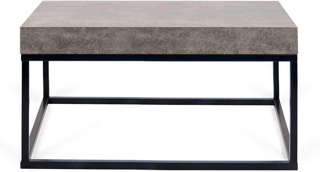 Temahome Petra 30X30 Coffee Table, Concrete Look Top/Black Legs