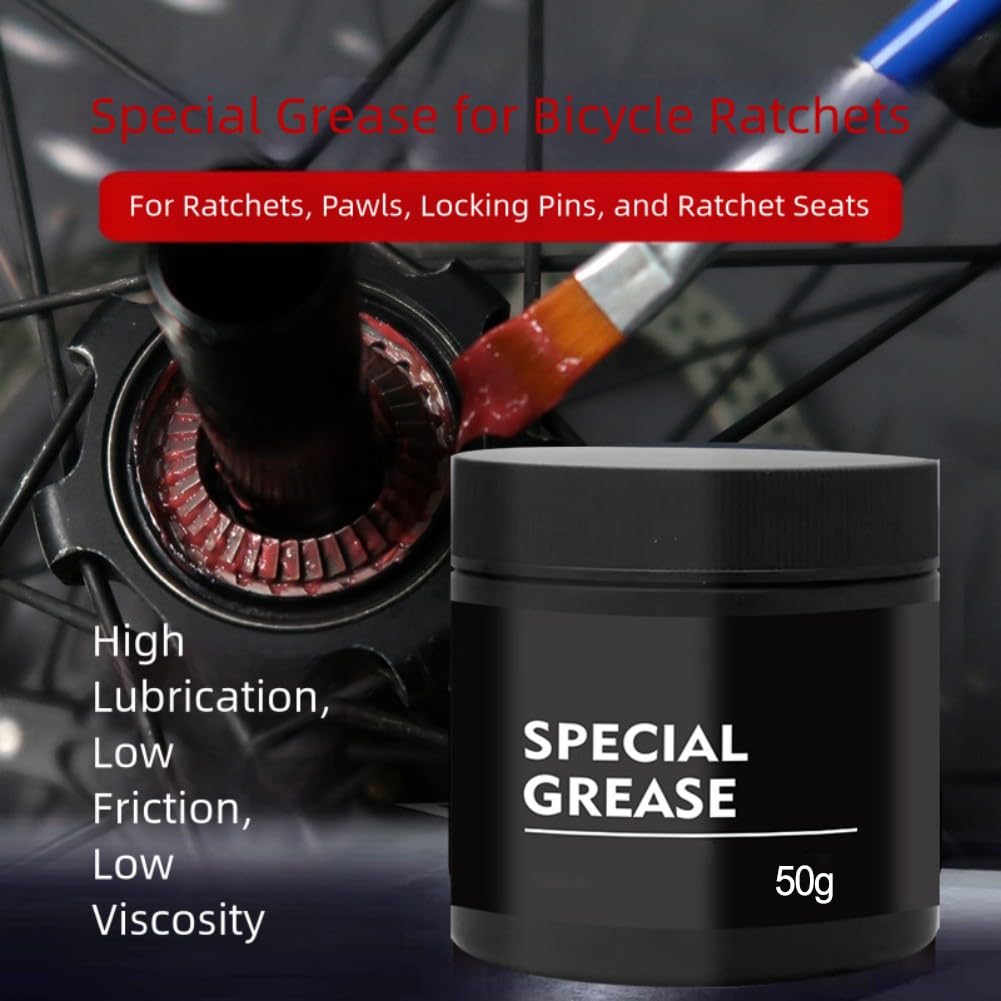 Grasso lubrificante rosso a cricchetto per bicicletta, 50 g, per sistema DT Swiss Hub, grasso ad alta lubrificazione a bassa viscosità per un coinvolgimento fluido per kit di riparazione bici