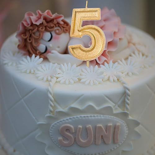 Miniatura 6 de Luter Velas grandes de cumpleaños de 2.76 pulgadas con purpurina dorada, velas para pastel de cumpleaños, velas de número, decoración para bodas,