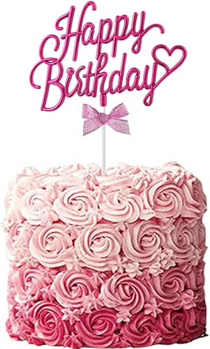 Miniatura 4 de Ulfanit Decoración para tartas de feliz cumpleaños, decoración de pastel de oro rosa con purpurina