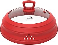 Vista 12 de Tapa protectora de salpicaduras de vidrio ventilado para microondas, con silicona plegable para alimentos como placa de cubierta de olla de 10.8
