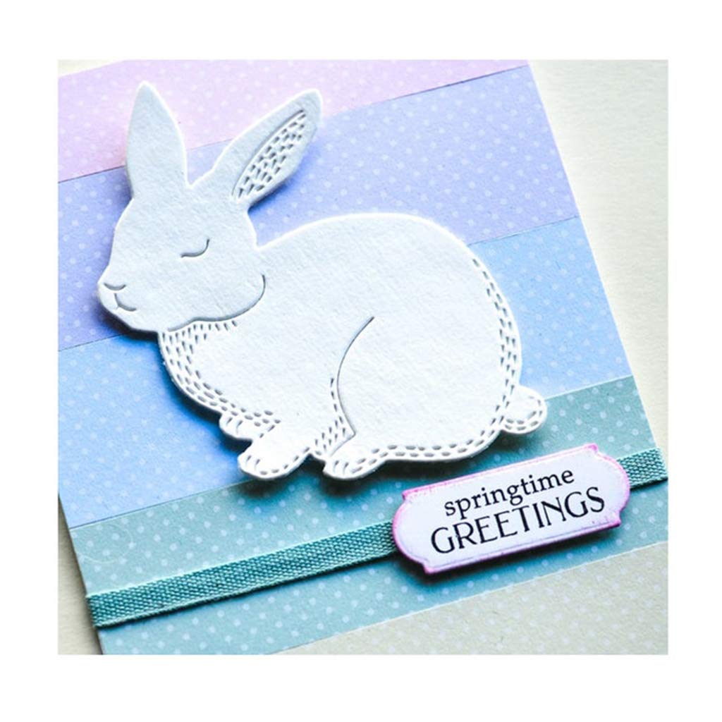 Qoiseys Fustelle in metallo con orecchie di coniglio pasquale per la creazione di biglietti, fustelle per stencil per fai da te, scrapbooking, album fotografici, carta e goffratura