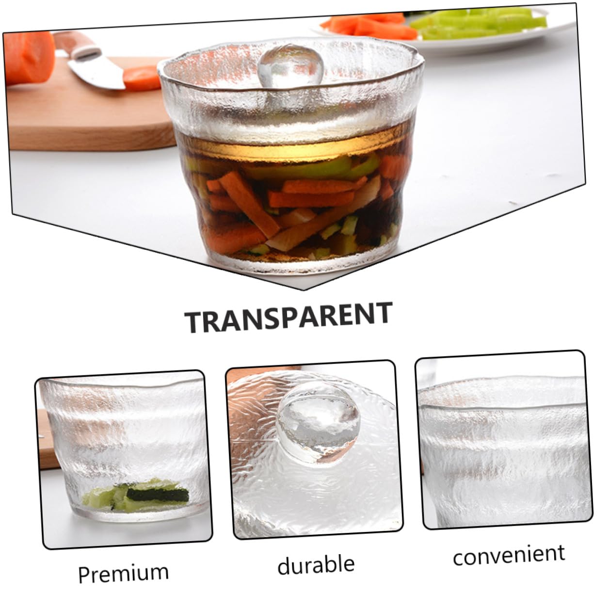 GALPADA Gurkenbehälter aus Glas mit Schraubverschluss Transparenter Lagerbehälter für Salate und Snacks