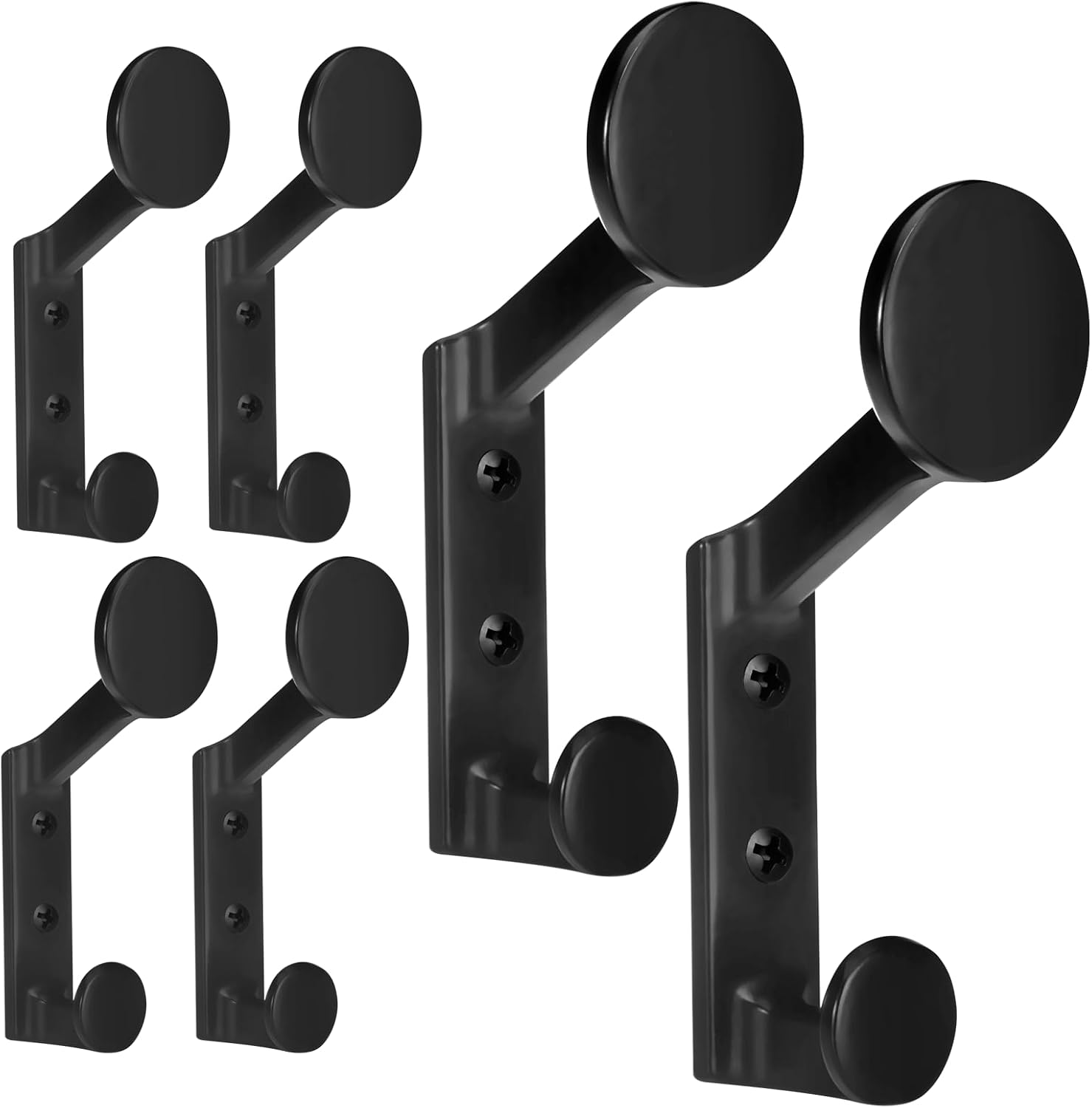 Coat Hooks Black Pack of 6 Wall Hooks