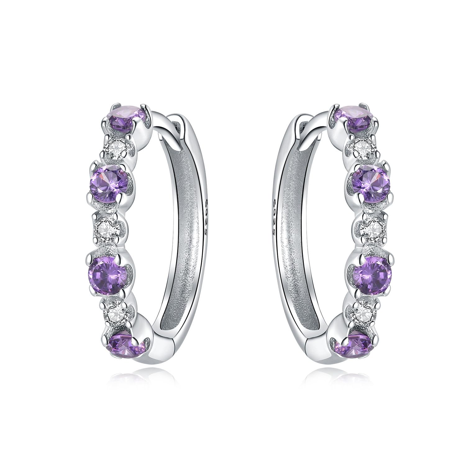CYMYSS 925 Sterling Silver Hoop Earrings for Women, Small and Large Trendy Hoops Sparkly Hypoallergenic Huggie Earrings Fashion Cubic Zirconia Jewelry