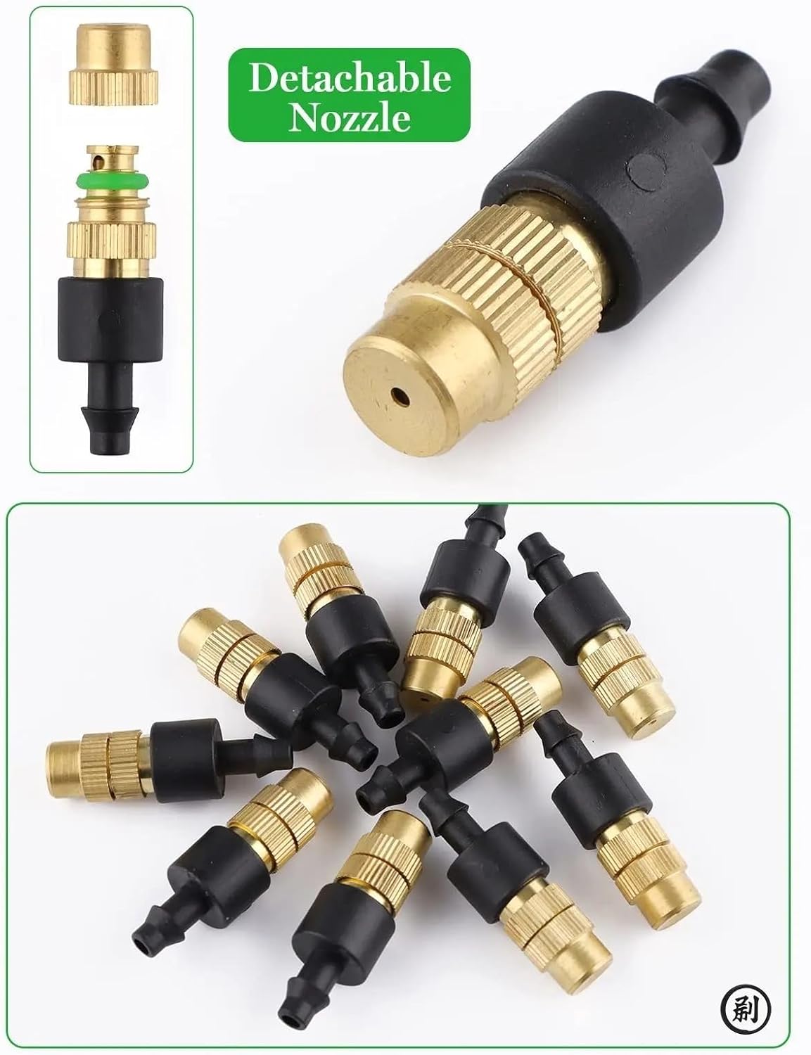 Compatible for 4/7PVC 1/4'' Tubing 10pcs Brass Atomizer Adjustable Outdoor Misting Micro Sprinklers
