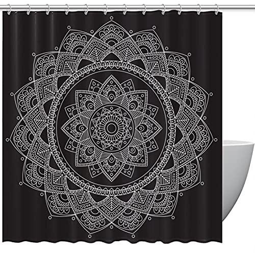 Rideau de douche imprimé Mandala 152x183 cm rideau baignoire lavable rétro - 2