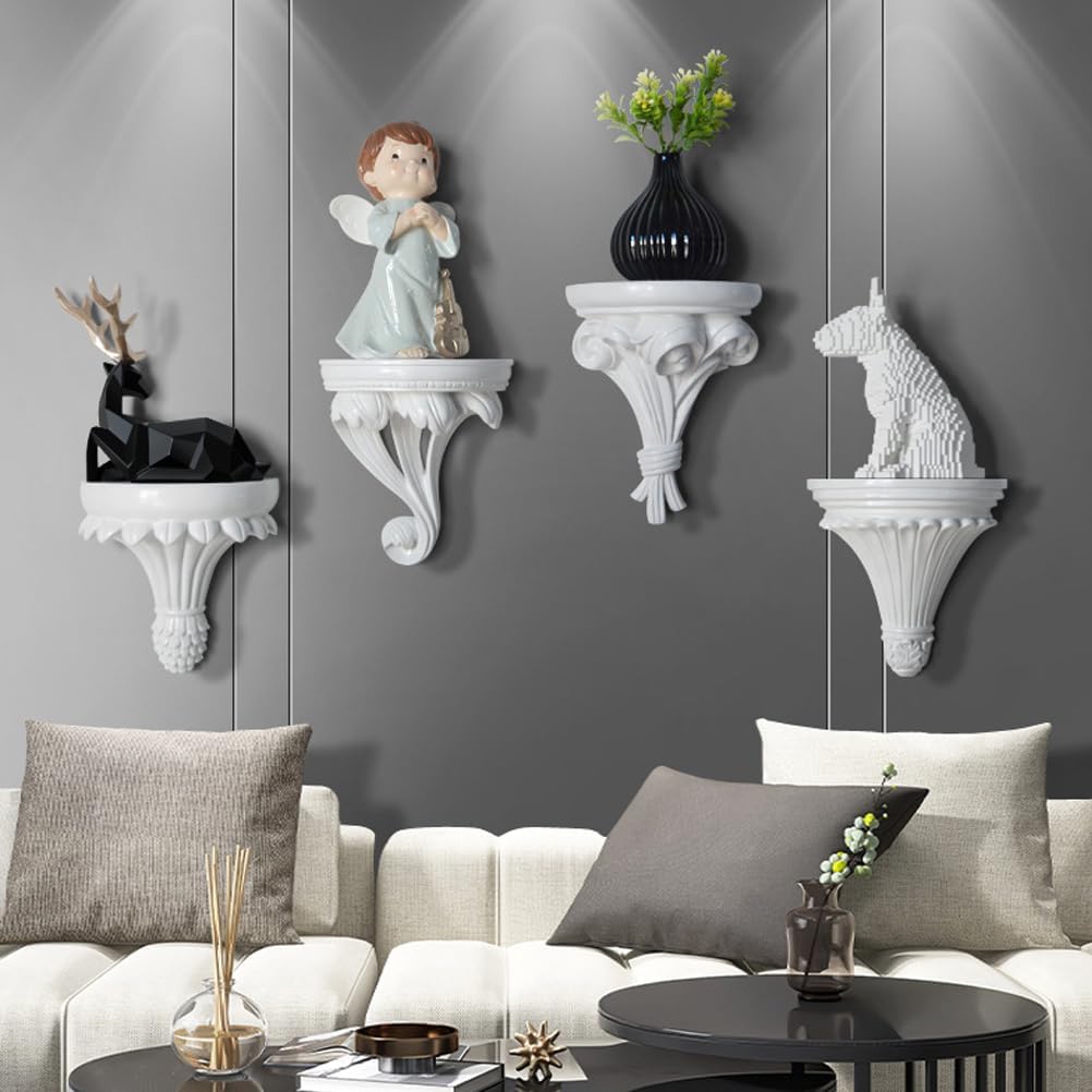 Cabilock Small Victorian Decorative Floating Shelves - Resin Wall Mounted Decor Shelves, Classic Wall Display Organizer, Retro European Style Decorative Rack for Home Living Room Bedroom