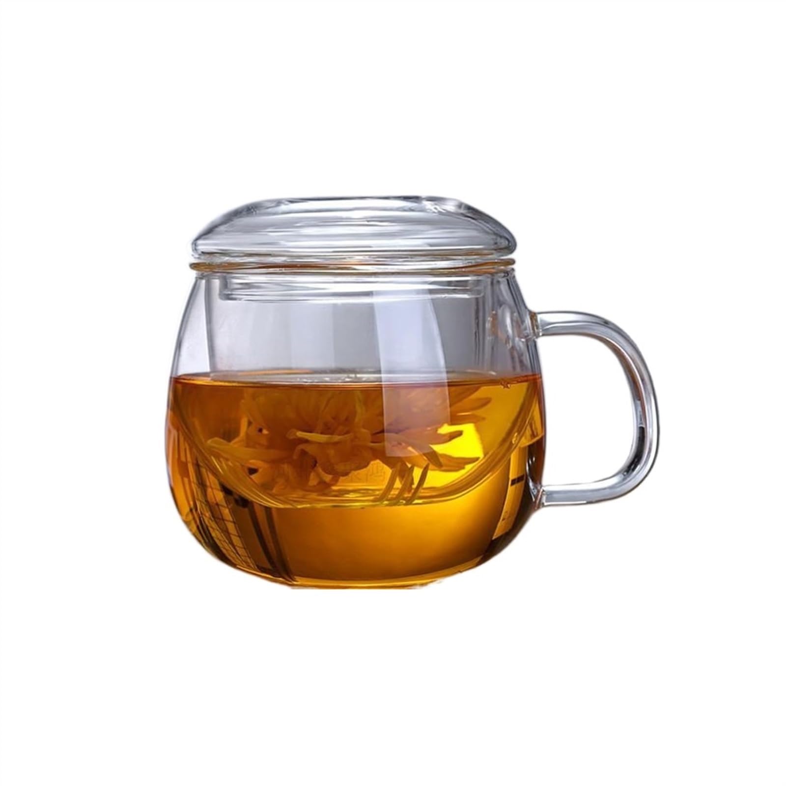 HEXEH Becher Tassen 300 ml Becher Glasbecher mit Tee-Ei Filter und Deckel Tassenset Blüten Blume Teetasse transparente hitzebeständige Gläser Kaffee-Trinkbecher (Color : B)