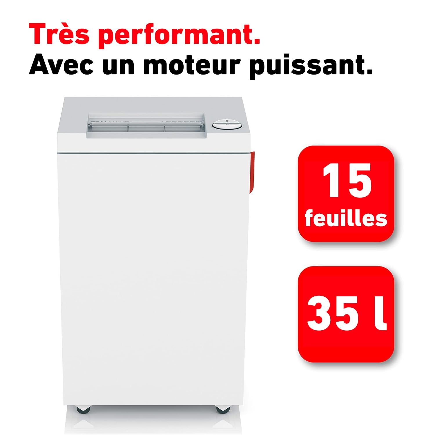 Destructeur de Documents Ideal 2465, Niveau de sécurité P-4, Coupe croisée/particule 4 x 40 mm, capacité de 15 Feuilles, Corbeille de 35 l, détruit également Les Cartes de crédit