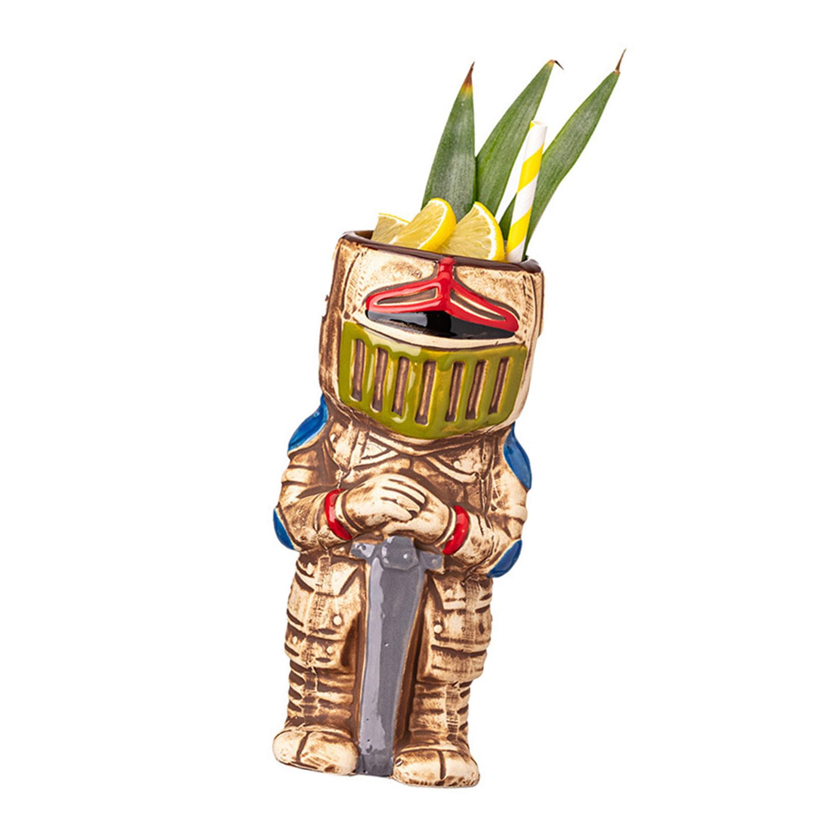 carotoe Themed Party Ceramics Goblet 530ml Capacity Ergonomic Handle Sturdy Roman Soldier Cup for Indoors Outdoor Event Ergonomics Handle Barwares