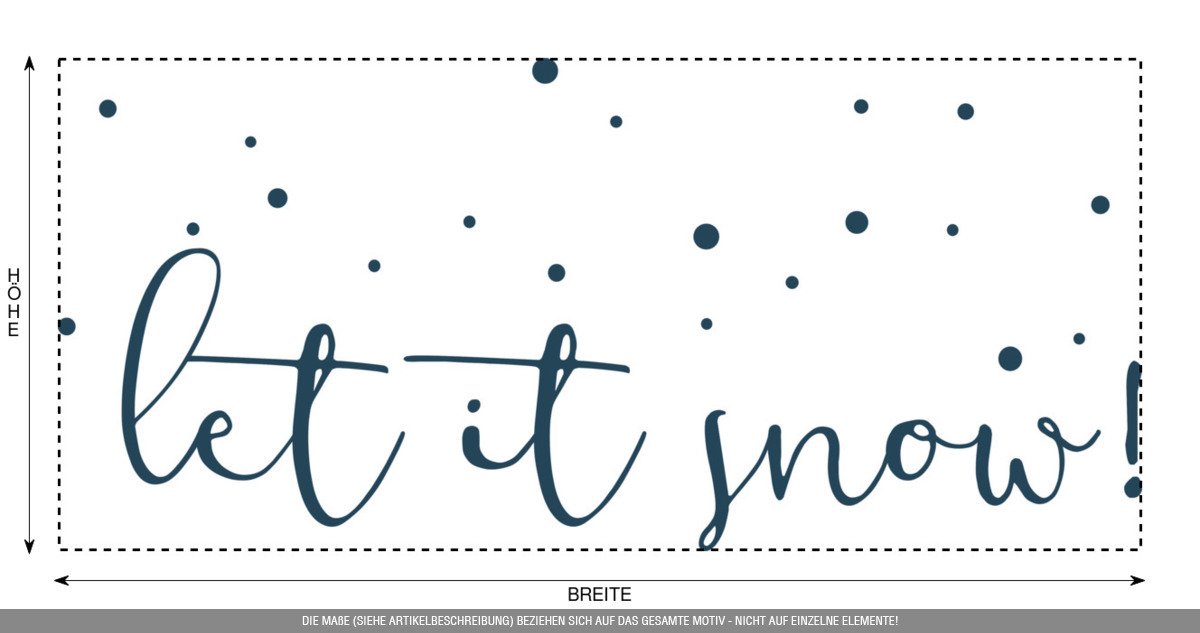 Aufkleber » Let it snow, 230x104,6cm, Blaugrau Metallic • Dekoaufkleber / Autoaufkleber / Sticker / Decal / Vinyl