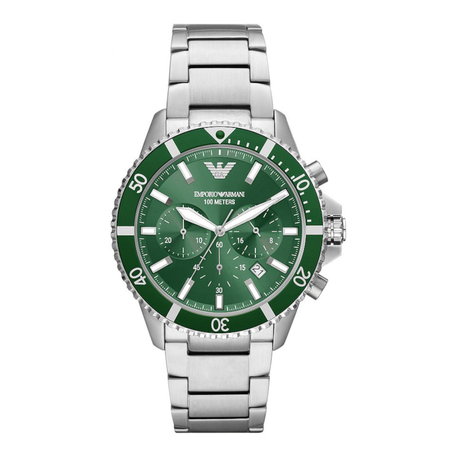Emporio Armani Montre pour homme, mouvement à quartz, boîtier en acier inoxydable de 43 mm avec bracelet en acier inoxydable, AR11500