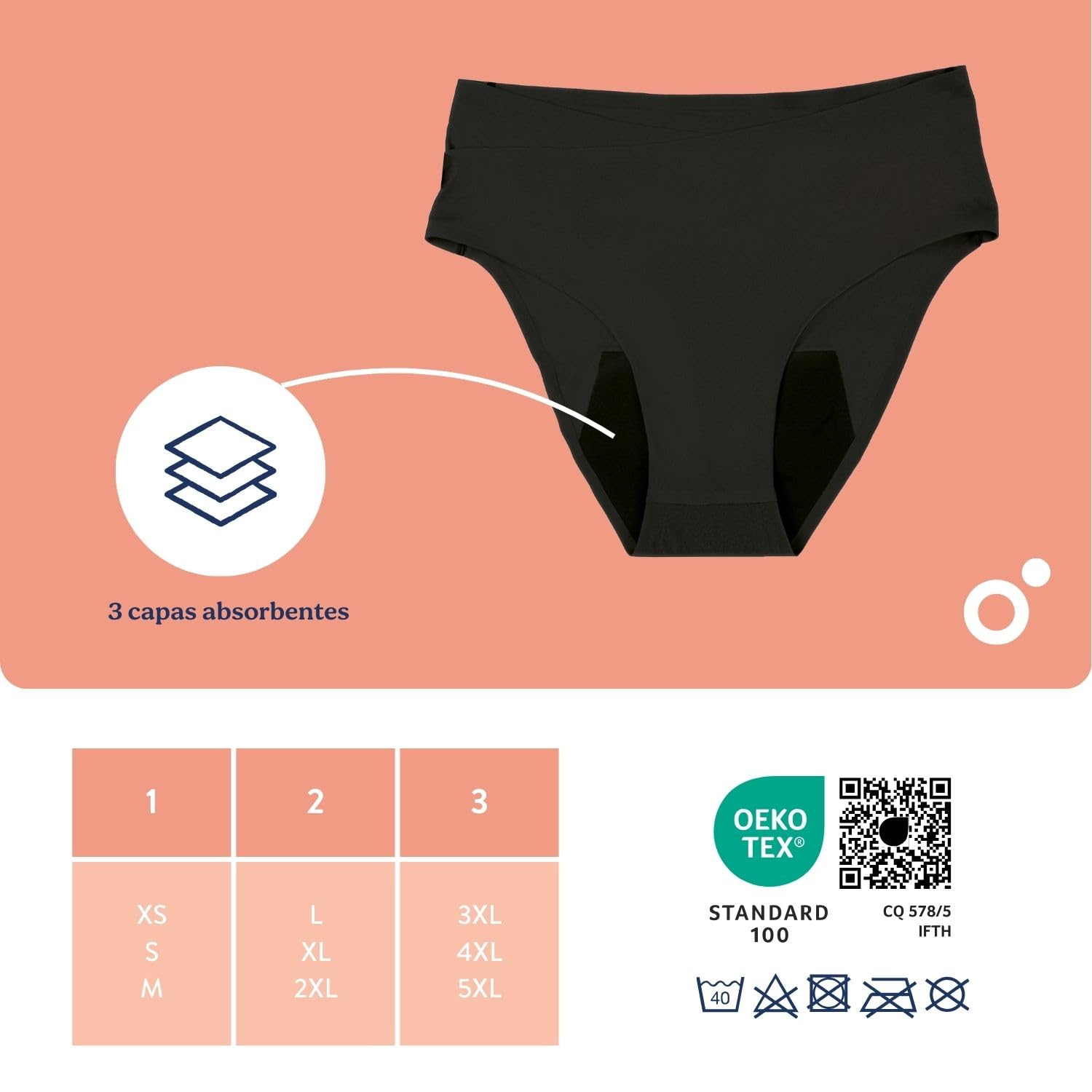 Doomoo Braguitas posparto XS/S/M: Ideal para el Postparto y Durante la menstruación, ultraabsorbente, protección Durante 12 h, Suave y elástica, imprescindible para el posparto, Color Negro