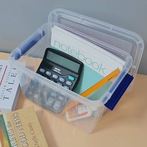 Miniatura 6 de Caja de almacenamiento de plástico de 6 cuartos de galón, paquete de 6 contenedores de almacenamiento transparentes con asa