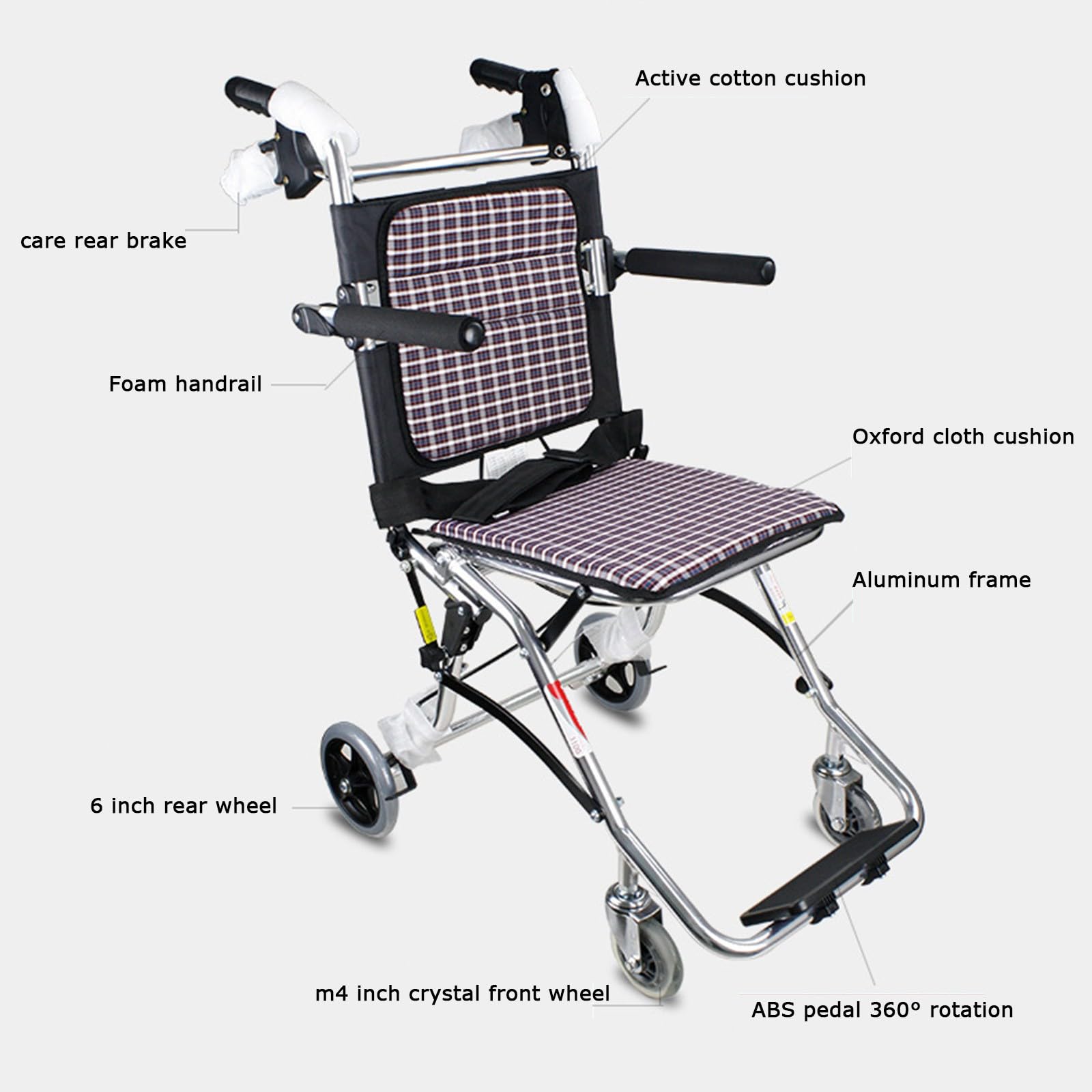 Sillas De Ruedas Plegables Manuales,Silla De Ruedas Plegable Ultraligera Viaje Portátil Pequeño Ligero Manual Silla De Ruedas Tour Durable Ancianos Scooter Silla De Ruedas A
