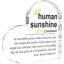 Human Sunshine Motivational Gift for Women Men, Employee Appreciation, Coworker Leader Teacher Coaches Mentor, Definition Heart Shaped Acrylic Desk Sign Decor Christmas Birthday Gift for Friends Family